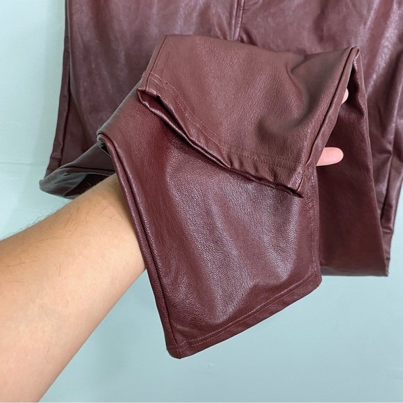 Commando Oxblood Red High Waisted Faux Leather Five Pocket Straight‎ Leg Pant L